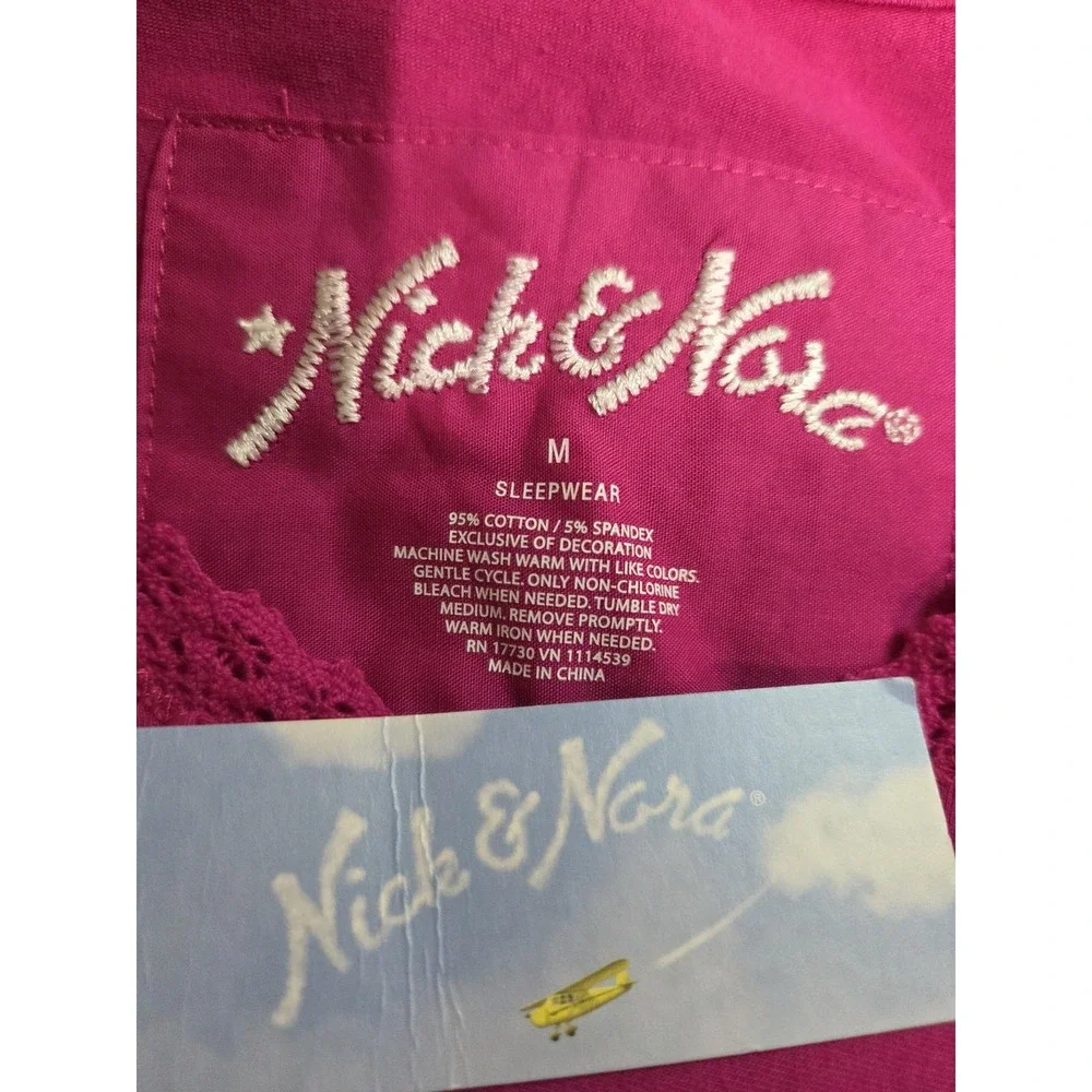 Nick & Nora Sleepwear Shirt Womens Medium Long Sleeve‎ V Neck Pajama Top